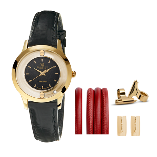 Collect ur 334GBLBL  + Rød Watch Cord set - Christina Jewelry & Watches